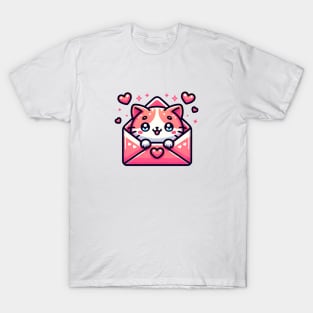 Kitty Love Letter - Kawaii Cat in Envelope T-Shirt